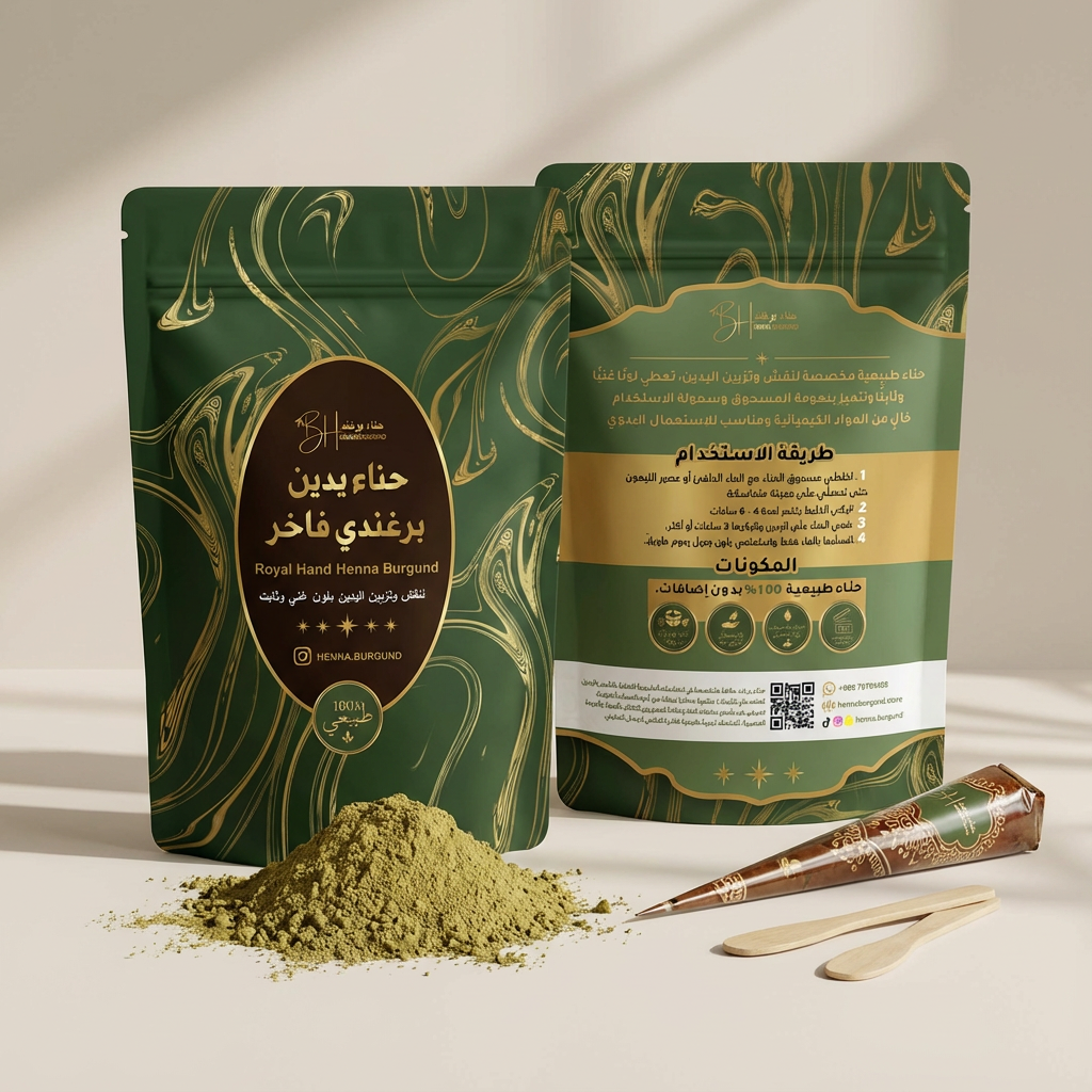 حناء يدين برغندي فاخر